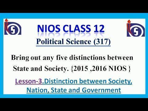  Distinction Between Society, Nation State and Government Nios Political Science   Chapter 3rd
