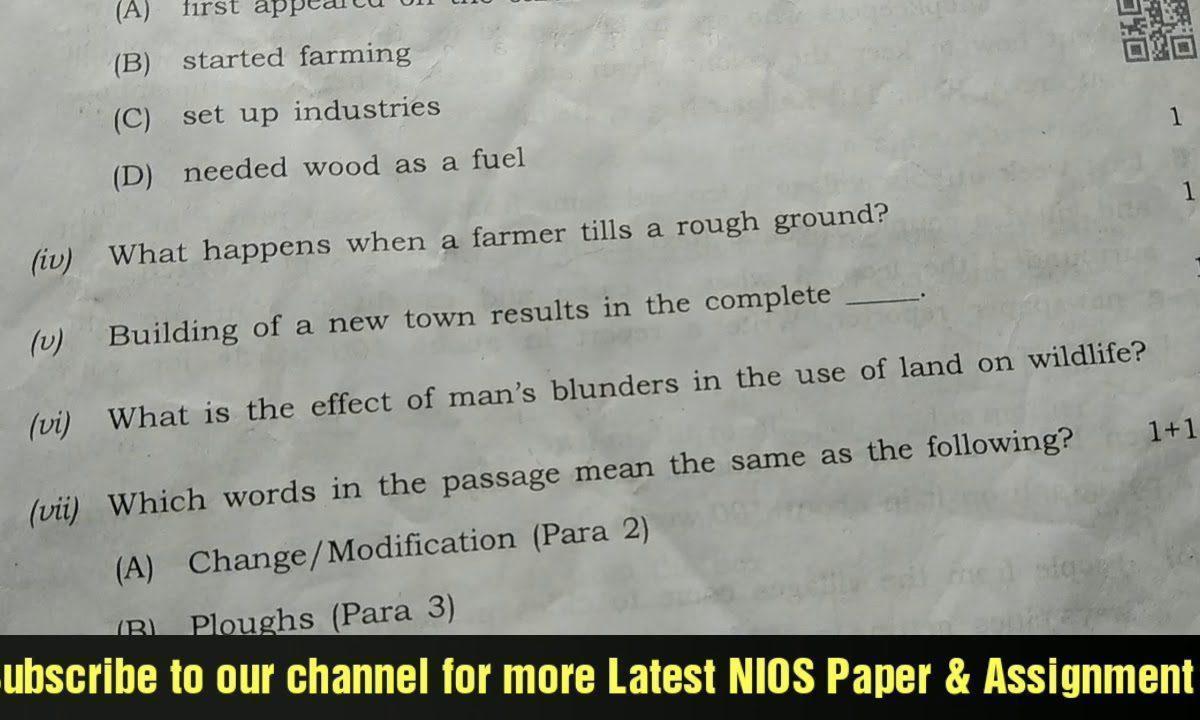  Nios Class 10th English Previous Year Question Papers